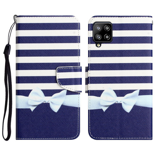 For Samsung Galaxy A42 Colored Drawing Leather Phone Case(Bow Knot)