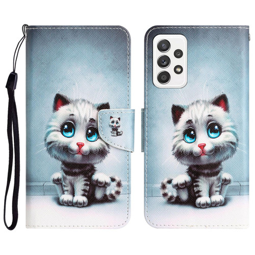 For Samsung Galaxy A53 5G Colored Drawing Leather Phone Case(Blue Eyes)