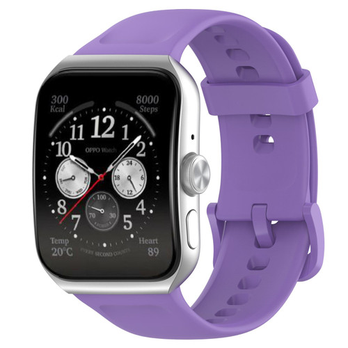 For OPPO Watch 3 Pro Solid Color Soft Silicone Watch Band(Purple) For OPPO Watch 3 Pro Solid Color Soft Silicone Watch Band(Purple)