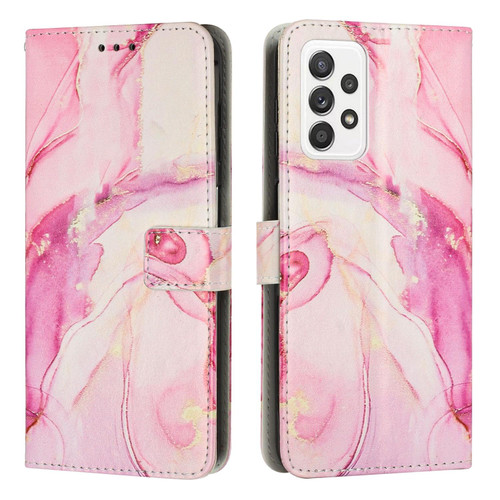 For Samsung Galaxy A52 Painted Marble Pattern Leather Phone Case(Rose Gold) For Samsung Galaxy A52 Painted Marble Pattern Leather Phone Case(Rose Gold)