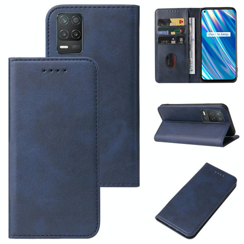 For Realme Q3i 5G Magnetic Closure Leather Phone Case(Blue) For Realme Q3i 5G Magnetic Closure Leather Phone Case(Blue)