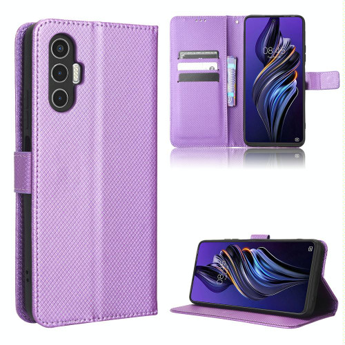 For Tecno Pova 3 Diamond Texture Leather Phone Case(Purple) For Tecno Pova 3 Diamond Texture Leather Phone Case(Purple)