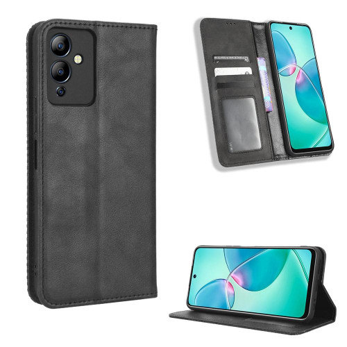 For Infinix Note 12i Magnetic Buckle Retro Texture Leather Phone Case(Black)