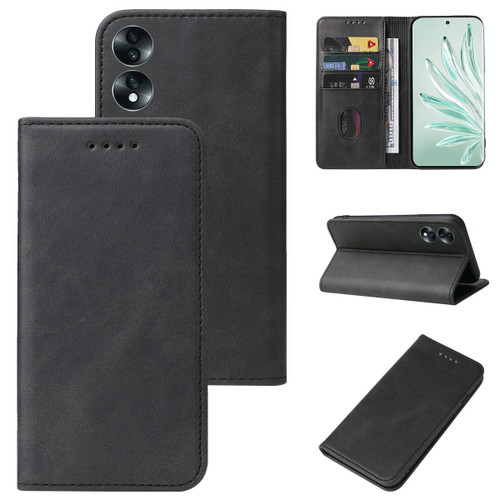 For Honor 70 Magnetic Closure Leather Phone Case(Black)
