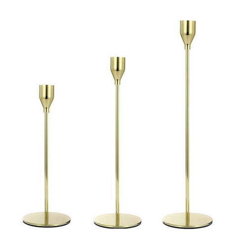 3 PCS / Set Home Decoration Wedding Wrought Iron Candle Holder, Style: Thin Bottom (Imitation Gold)