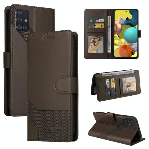 For Samsung Galaxy A51 4G GQUTROBE Skin Feel Magnetic Leather Phone Case(Brown)