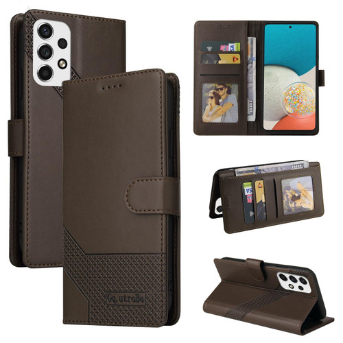 For Samsung Galaxy A53 5G GQUTROBE Skin Feel Magnetic Leather Phone Case(Brown)