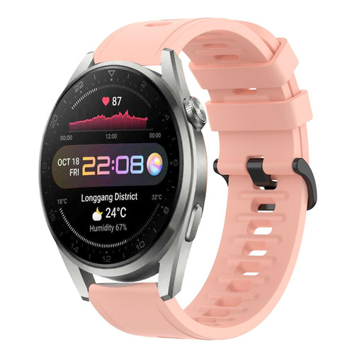 For Huawei Watch 3 Pro 22MM Solid Color Soft Silicone Watch Band(Pink)