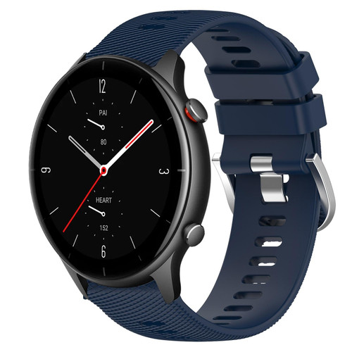 For Amazfit GTR 2e 22mm Solid Color Soft Silicone Watch Band(Midnight Blue)