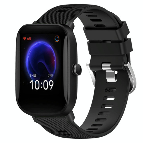 For Amazfit Pop Pro 20mm Solid Color Soft Silicone Watch Band(Black)