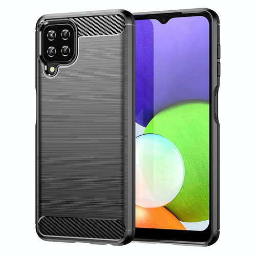 For Samsung Galaxy A22 Brushed Texture Carbon Fiber TPU Phone Case(Black)