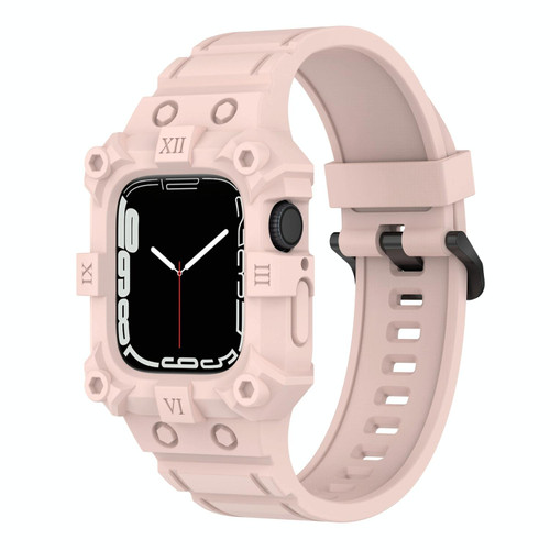 Integrated Silicone Watch Band For Apple Watch Series 9&8&7 41mm / SE 3&SE 2&6&SE&5&4 40mm / 3&2&1 38mm(Pink)