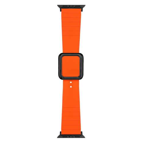 Black Square Buckle Silicone Watch Band For Apple Watch Series 9&8&7 41mm / SE 3&SE 2&6&SE&5&4 40mm / 3&2&1 38mm(Orange)