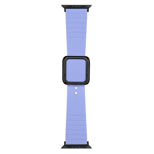 Black Square Buckle Silicone Watch Band For Apple Watch Ultra 49mm&Watch Ultra 2 49mm / Series 9&8&7 45mm / SE 3&SE 2&6&SE&5&4 44mm / 3&2&1 42mm(Lavender)