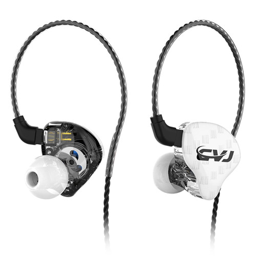 CVJ-CSA Dual Magnetic Coil Iron Hybrid Drive HIFI In-ear Wired Earphone, Style:Without Mic(White)