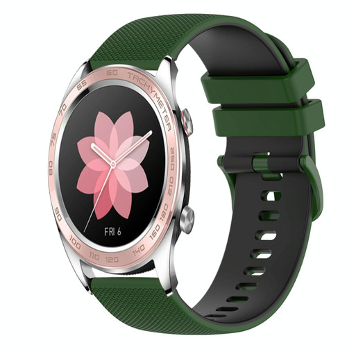 For Honor Watch Dream 22mm Checkered Two-Color Silicone Watch Band(Amy Green+Black) For Honor Watch Dream 22mm Checkered Two-Color Silicone Watch Band(Amy Green+Black)