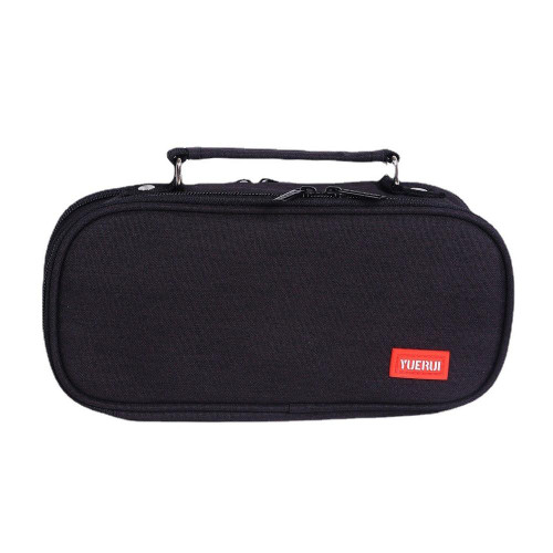 Large Capacity Multi-layer Portable Stationery Bag Canvas Pen Bag(Black)