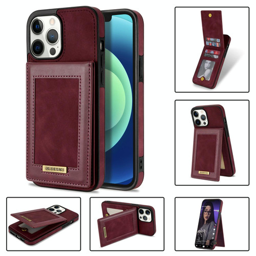 For iPhone 13 Pro Max N.BEKUS Vertical Flip Card Slot RFID Phone Case (Wine Red)