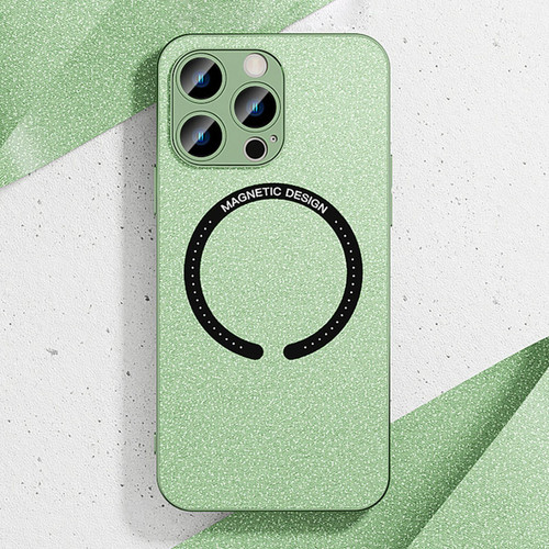 For iPhone 14 Pro Max Leather Electroplated Magsafe Case (Green)