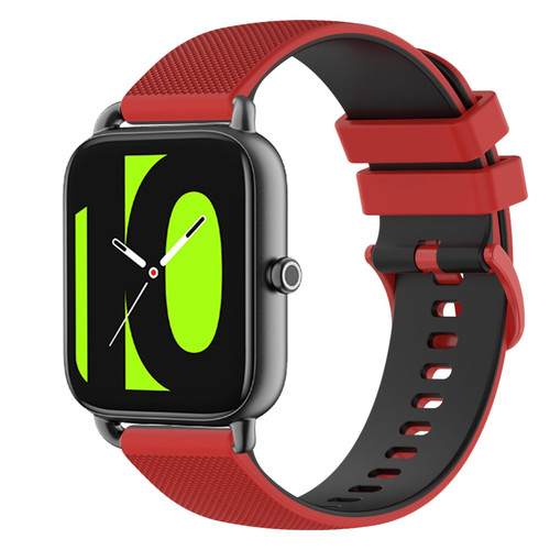 For Xiaomi Haylou RS4 LS12 22mm Checkered Two-Color Silicone Watch Band(Red+Black)