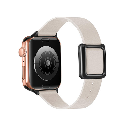 Magnetic Black Square Buckle Watch Band For Apple Watch Series 9&8&7 41mm / SE 3&SE 2&6&SE&5&4 40mm / 3&2&1 38mm(Starlight)