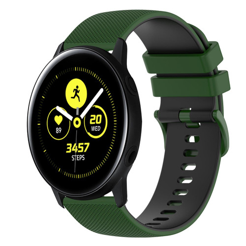 For Samsung Galaxy Watch Active 40mm 20mm Checkered Two-Color Silicone Watch Band(Amy Green+Black) For Samsung Galaxy Watch Active 40mm 20mm Checkered Two-Color Silicone Watch Band(Amy Green+Black)