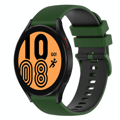 For Samsung Galaxy Watch4 40mm 20mm Checkered Two-Color Silicone Watch Band(Amy Green+Black) For Samsung Galaxy Watch4 40mm 20mm Checkered Two-Color Silicone Watch Band(Amy Green+Black)
