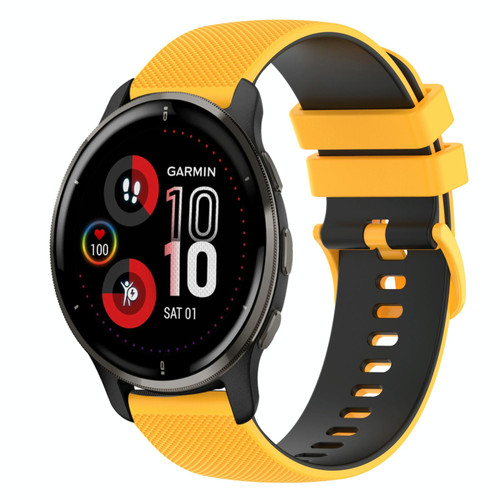 For Garmin Venu 2 Plus 20mm Checkered Two-Color Silicone Watch Band(Yellow+Black) For Garmin Venu 2 Plus 20mm Checkered Two-Color Silicone Watch Band(Yellow+Black)