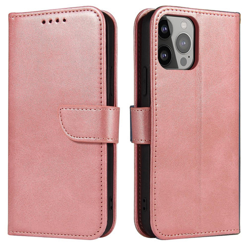 For iPhone 14 Pro Calf Texture Buckle Flip Leather Phone Case(Rose Gold)