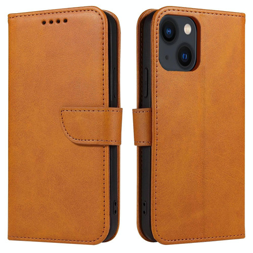 For iPhone 14 Calf Texture Buckle Flip Leather Phone Case (Khaki)