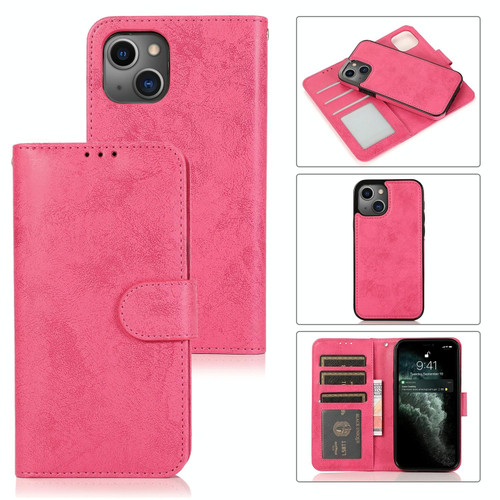 For iPhone 14 Plus 2 in 1 Detachable Leather Case (Pink)