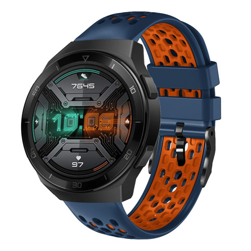 For Huawei Watch GT 2E 22mm Two-Color Breathable Silicone Watch Band(Midnight Blue+Orange) For Huawei Watch GT 2E 22mm Two-Color Breathable Silicone Watch Band(Midnight Blue+Orange)
