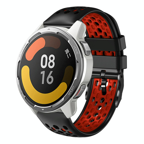 For Xiaomi MI Watch Color 2 22mm Two-Color Breathable Silicone Watch Band(Black+Red)