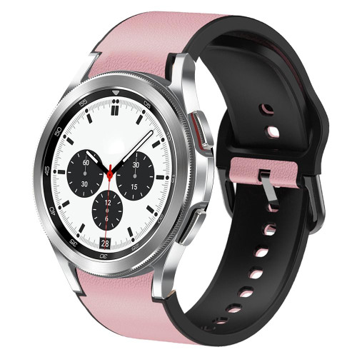 For Samsung Galaxy Watch 4 Classic 42mm Silicone Adhesive Leather Watch Band(Pink)