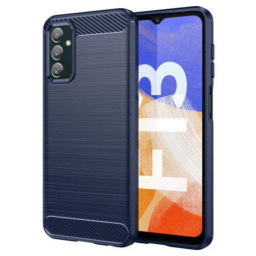 For Samsung Galaxy F13 Brushed Texture Carbon Fiber TPU Phone Case(Blue)