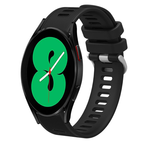 For Samsung Galaxy Watch4 44mm 20mm Twill Solid Color Silicone Watch Band(Black)