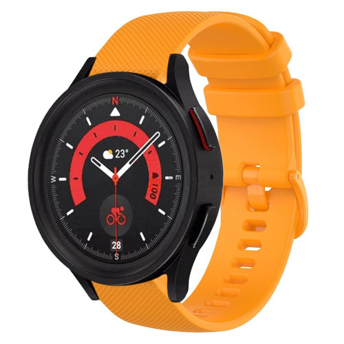 For Samsung Galaxy Watch5  44mm 20mm Plaid Solid Color Silicone Watch Band(Yellow) For Samsung Galaxy Watch5  44mm 20mm Plaid Solid Color Silicone Watch Band(Yellow)
