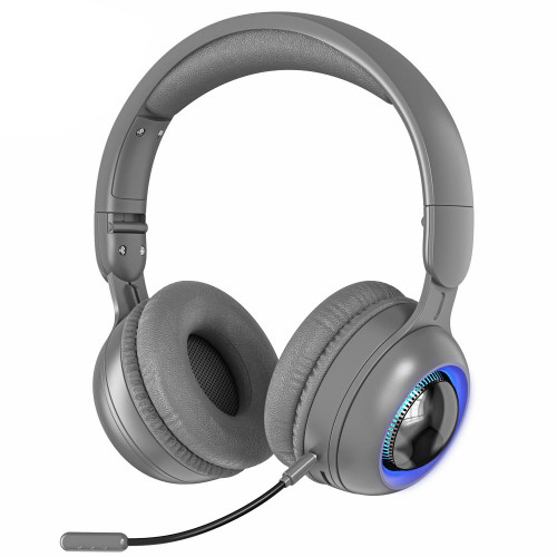 KE08 RGB Stereo PC Wireless Bluetooth Headphones with Microphone(Grey)