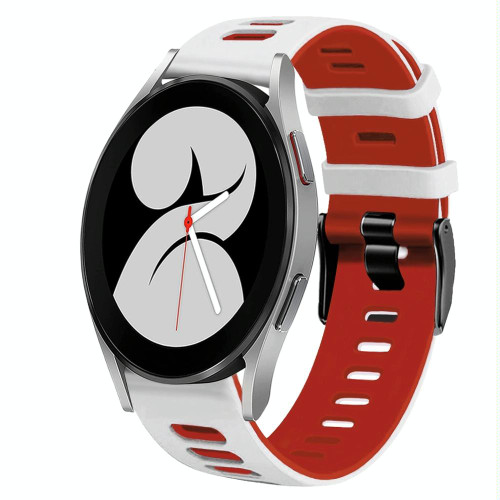 For Samsung Galaxy Watch 4 40mm 20mm Two-Color Silicone Watch Band(White+Red)