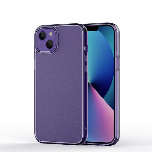 For iPhone 14 Crystal Clear Frosted Phone Case (Transparent Purple)