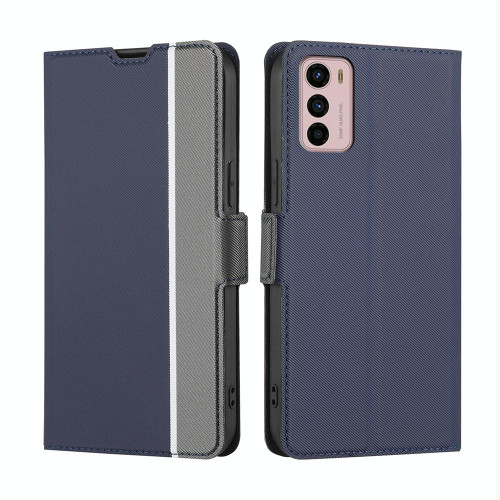 For Motorola Moto G42 Twill Texture Side Button Leather Phone Case(Blue)