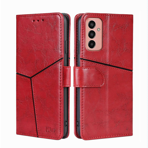For Samsung Galaxy M13 Geometric Stitching Horizontal Flip Leather Phone Case(Red)