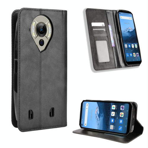For Oukitel WP16 Magnetic Buckle Retro Texture Leather Phone Case(Black)