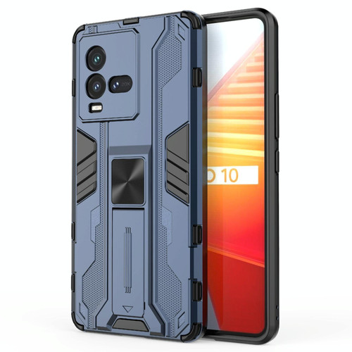 For vivo iQOO 10 Supersonic PC + TPU Shock-proof Protective Phone Case with Holder(Blue)