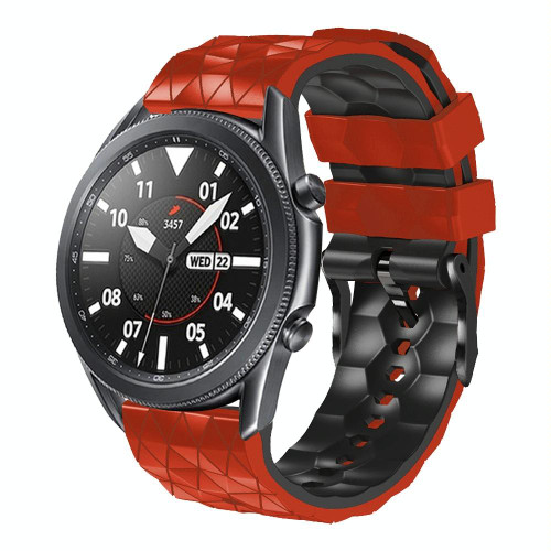 For Xiaomi Haylou RS4 LS12 22mm Football Pattern Two-Color Silicone Strap(Red+Black) For Xiaomi Haylou RS4 LS12 22mm Football Pattern Two-Color Silicone Strap(Red+Black)