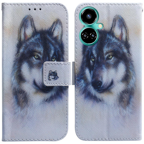 For Tecno Camon 19 Pro 5G Coloured Drawing Leather Phone Case(White Wolf)