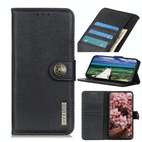 For Samsung Galaxy M13 4G KHAZNEH Cowhide Texture Horizontal Flip Leather Phone Case(Black)