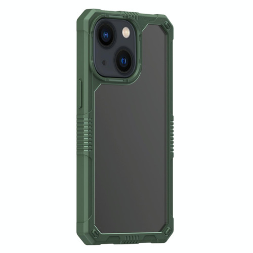 For iPhone 14 Transparent Shockproof PC + TPU Phone Case (Dark Green)