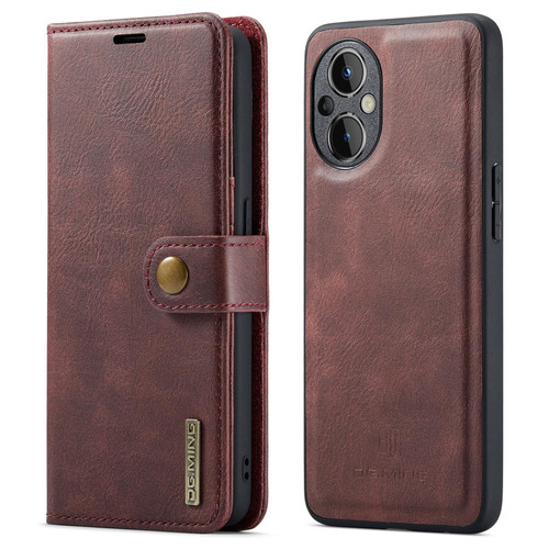 For OnePlus Nord N20 5G DG.MING Crazy Horse Texture Detachable Magnetic Leather Phone Case(Red) For OnePlus Nord N20 5G DG.MING Crazy Horse Texture Detachable Magnetic Leather Phone Case(Red)