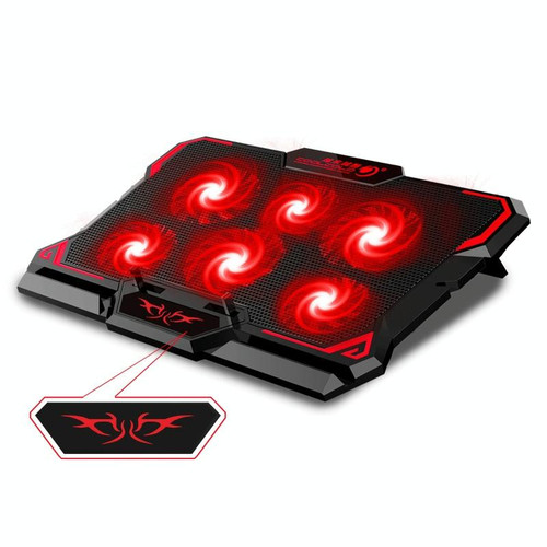 CoolCold  17inch Gaming Laptop Cooler Six Fan Two USB Port 2600RPM Laptop Cooling Pad( Black Red)